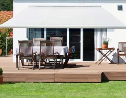 Bøg Markise - m/motor & LED-lys - 4,8 x 3 m - Hvid/Beige
