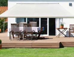 Bøg Markise - m/motor & LED-lys - 3,5 x 3 m - Hvid/Beige