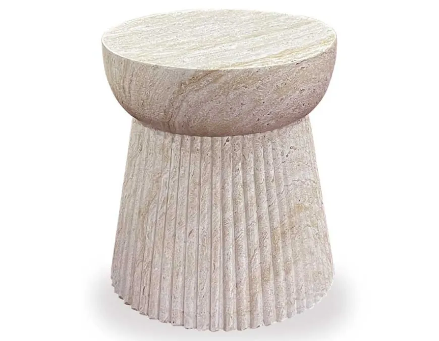 Bolette Sidebord m/riller - Ø37 x 43 cm - Natur