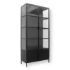 Brande Vitrineskab i Metal - 92x40x201,5 cm - Sort