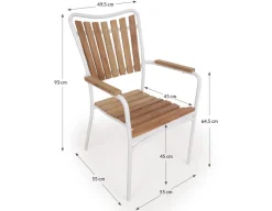 DaneLine Eva Teak Cafésæt - Ø70 cm - Hvid