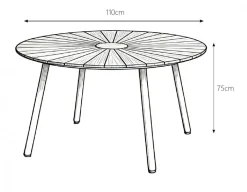 DaneLine Eva Teak Havebord - Ø110 cm - Latte