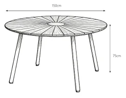 DaneLine Eva Teak Havebord - Ø150 cm - Latte