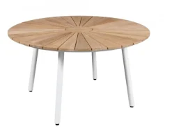 DaneLine Eva Teak Havebord - Ø130 cm - Hvid