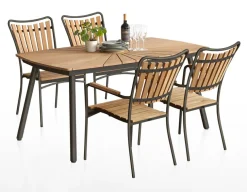 DaneLine Eva Teak Havemøbelsæt m/4 stole - 90x160 cm - Grå