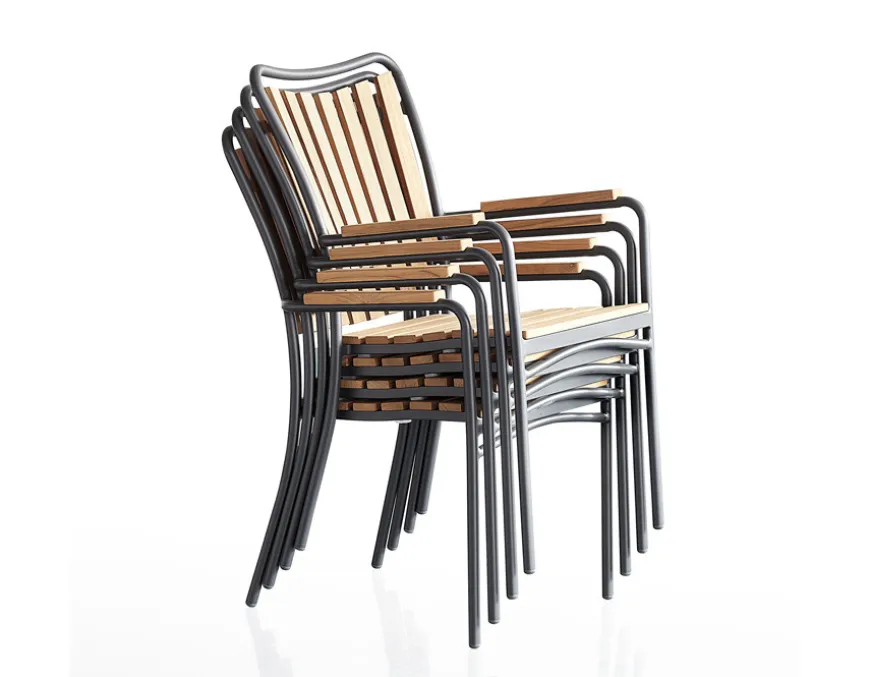DaneLine Eva Teak Havemøbelsæt m/4 stole - 90x160 cm - Grå