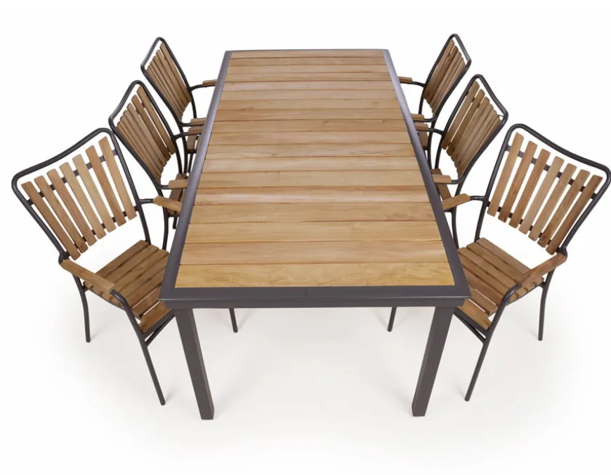 DaneLine Eva Teak Havemøbelsæt - 102x219 cm - Grå