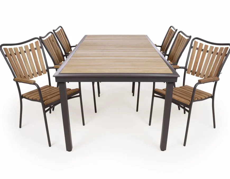 DaneLine Eva Teak Havemøbelsæt - 102x219 cm - Grå