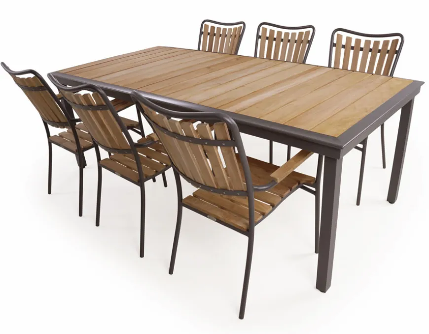 DaneLine Eva Teak Havemøbelsæt - 102x219 cm - Grå