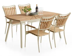 DaneLine Eva Teak Havemøbelsæt m/4 stole - 90x160 cm - Latte