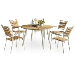 DaneLine Eva Teak Havemøbelsæt - Ø130 cm - Latte