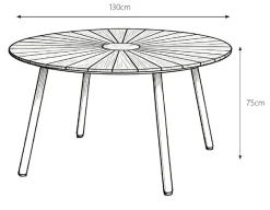 DaneLine Eva Teak Havemøbelsæt - Ø130 cm - Latte