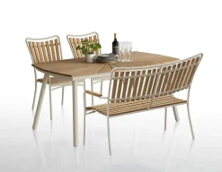 DaneLine Eva Teak Havemøbelsæt m/bænk+2 stole - 90x160 cm - Latte