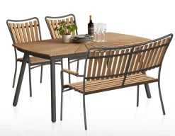 DaneLine Eva Teak Havemøbelsæt m/bænk+2 stole - 90x160 cm - Grå