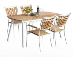 DaneLine Eva Teak Havemøbelsæt m/4 stole - 90x160 cm - Hvid