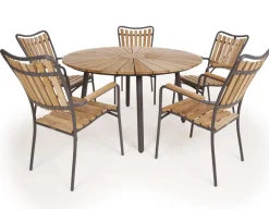DaneLine Eva Teak Havemøbelsæt - Ø130 cm - Grå