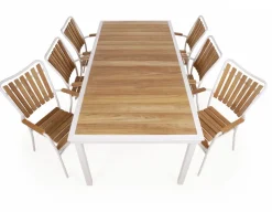 DaneLine Eva Teak Havemøbelsæt - 102x219 cm - Hvid