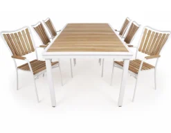DaneLine Eva Teak Havemøbelsæt - 102x219 cm - Hvid