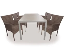 Fanø Cebu Keramik Havemøbelsæt - 90x195 cm - Dusty/Beige