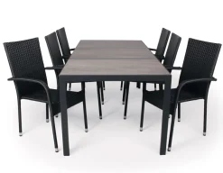 Fanø Geneve Keramik Havemøbelsæt - 90x195 cm - Sort/grå