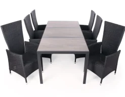 Fanø Paris Keramik Havemøbelsæt - 90x195 cm - Sort/grå