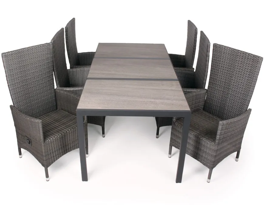 Fanø Paris Keramik Havemøbelsæt - 90x195 cm - Grå/grå