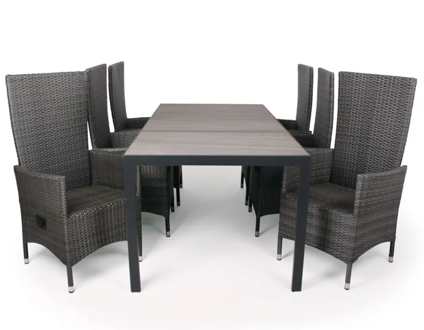 Fanø Paris Keramik Havemøbelsæt - 90x195 cm - Grå/grå