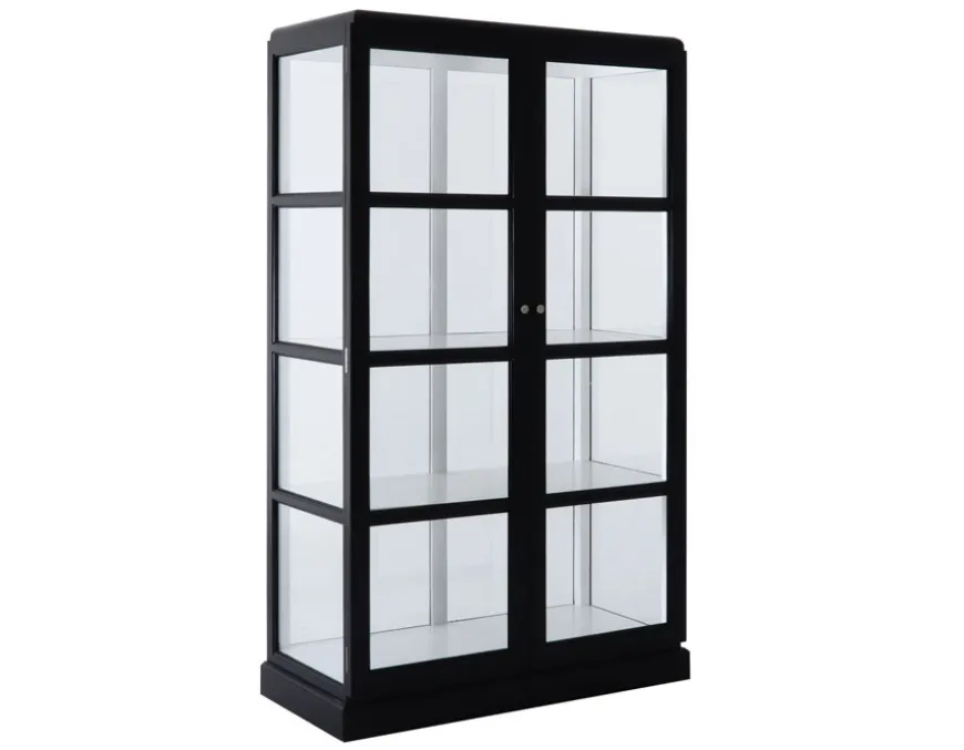 Glasskab m/2 låger - Sort