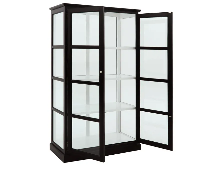Glasskab m/2 låger - Sort