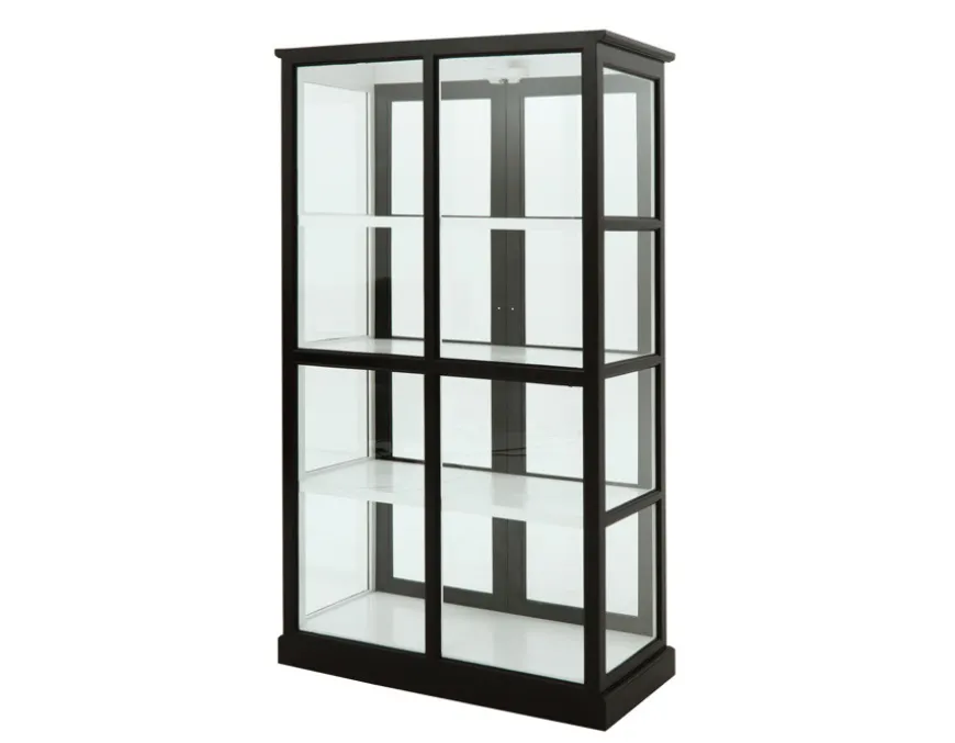 Glasskab m/2 låger - Sort