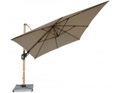 Helge Hængeparasol - 3x4 m - Trælook/Sand