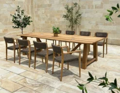 Hercules Tonka Teak havemøbelsæt m/8 stole - 100x290 cm