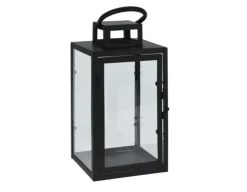 Lanterne, Sort metal, 14x14x27 cm