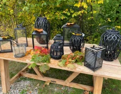Lanterne, Sort metal, 14x14x27 cm