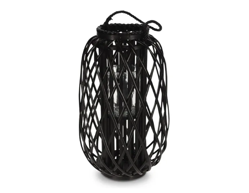 Lanterne, Sort Rattan, Ø:28 x H:50 cm