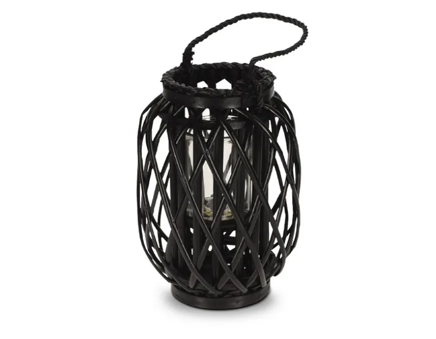 Lanterne, Sort Rattan, Ø:23 x H:30 cm