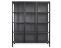 Lønstrup Vitrineskab i Metal - 135x40x160 cm - Sort