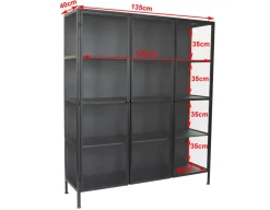 Lønstrup Vitrineskab i Metal - 135x40x160 cm - Sort