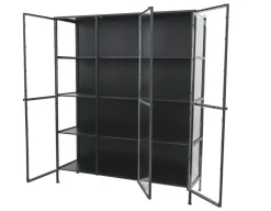 Lønstrup Vitrineskab i Metal - 135x40x160 cm - Sort