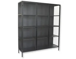 Lønstrup Vitrineskab i Metal - 135x40x160 cm - Sort