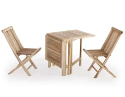 Lærke Teak Cafesæt m/2 Stole - 65x130 cm