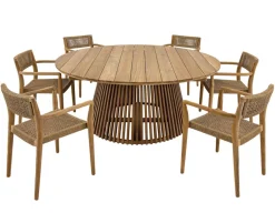 Luna Manja Teak havemøbelsæt m/6 stole - Ø180 cm