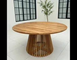 Luna Tonka Teak havemøbelsæt m/4 stole - Ø150 cm