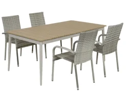 Malmø Geneve Havemøbelsæt - 100x180/235 cm - Gråhvid