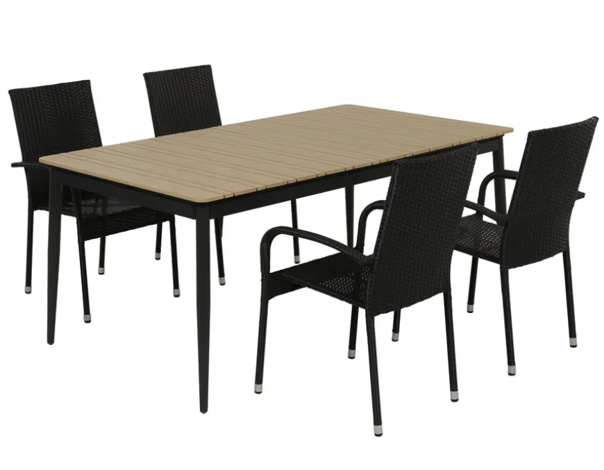 Malmø Geneve Havemøbelsæt - 100x180/235 cm - Mørkegrå