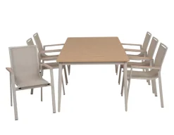 Malmø Havelmøbelsæt m/6 Stabelstole - 100x200 cm - Gråhvid