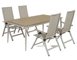Malmø Havemøbelsæt m/4 pos. stole - 100 x 180/235 cm - Gråhvid