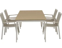 Malmø Havemøbelsæt m/4 Stabelstole - 100 x 180/235 cm - Gråhvid