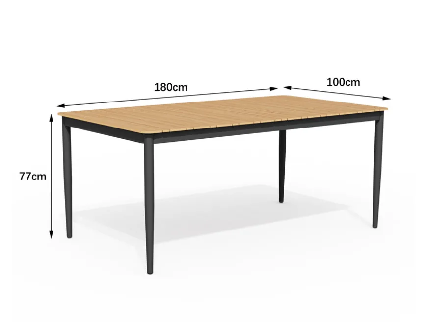 Malmø Nora Havemøbelsæt - 100x180/235 cm - Mørkegrå