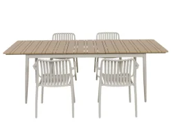 Malmø Sonja Havemøbelsæt - 100x180/235 cm - Gråhvid